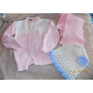 Lot of vintage baby clothes sweater scarf